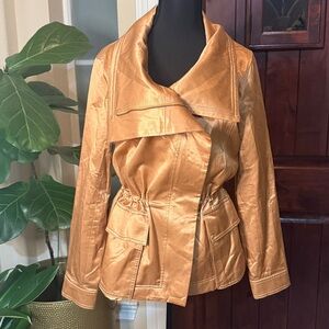 Donna Karan Women's Satin Zip-front Jacket in Copper Size S